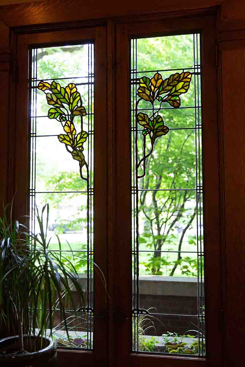 The Dale and Eva Bumstead House has an oak leaf motif that recurs throughout the house