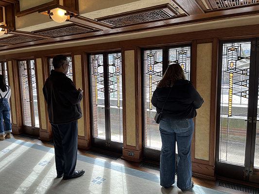 A few educators sketch what they see out of the windows at Robie House.