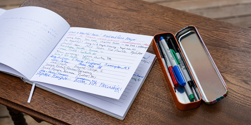 Visitors sign guestbooks for our participating private homeowners