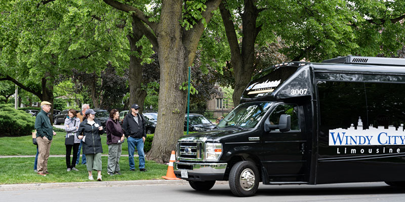 Shuttles transported guests from site to site
