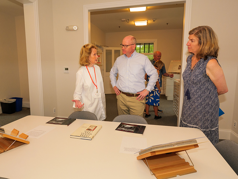 Trust CEO Celeste Adams, Senate President Harmon, and Senate District Director Eileen Lynch tour the Resource Center