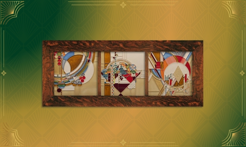 FRANK LLOYD WRIGHT TILE FRAMED SET. PROVIDED BY: MOTAWI