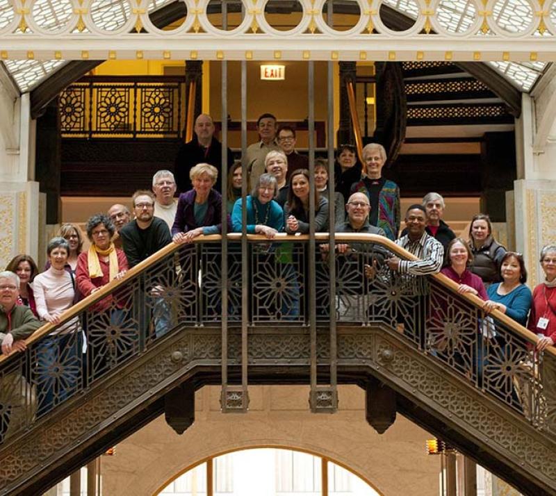 volunteers on the Rookery stairs