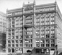 The Rookery Building exterior, photographed ca. 1891