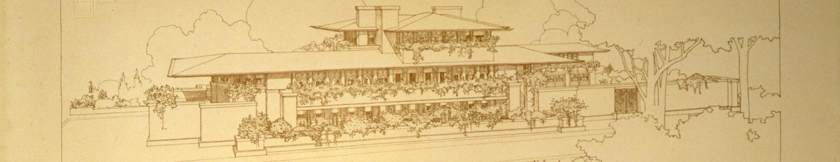 sketch drawing from Frank Lloyd Wright Trust archives